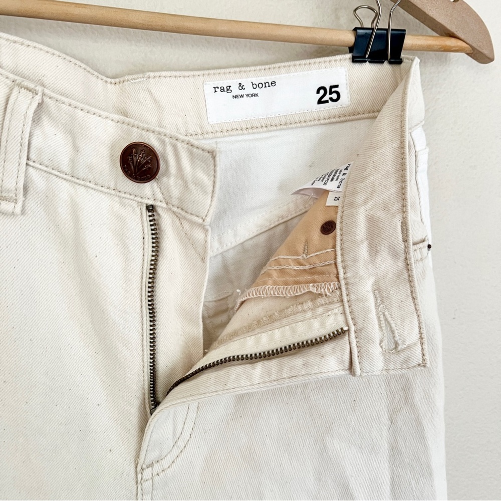 RAG & BONE Sofie Two Tone Frayed Wide Leg Jeans in Double Ecru - Picture 14 of 17